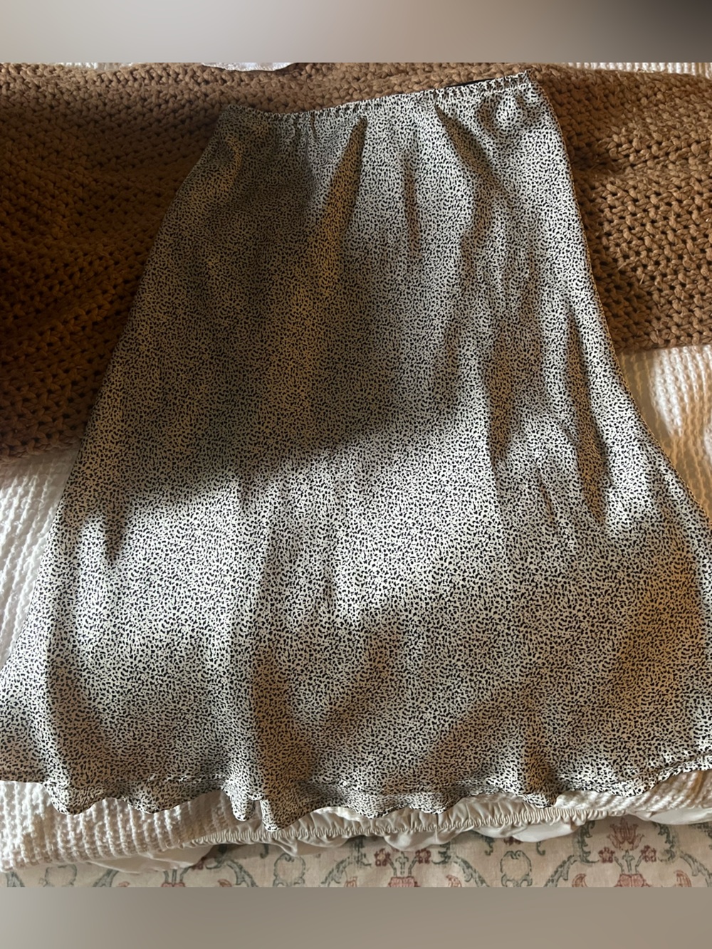 Sienna Sky black and white silky midi skirt